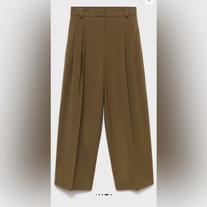 Mango Wide Leg Olive Pants